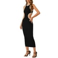 thumbnail image 4 of INSPIRE CHIC Women's Elegant Round Neck Sleeveless Midi Dress XS Black, 4 of 5