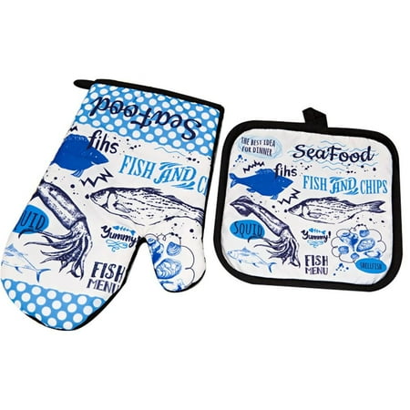 

2Pcs/Set Oven Mitts And Microwave Mat Pot Holders Cotton Baking Anti-Hot Insulation Gloves And Pad Heat Resistant Party Decoration 03