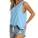 thumbnail image 3 of Gibobby Cuello sólido Camisa casual Chaleco sin mangas Bolsillo de color redondo Camiseta de mujer y camis de mujer(Azul,M), 3 of 5