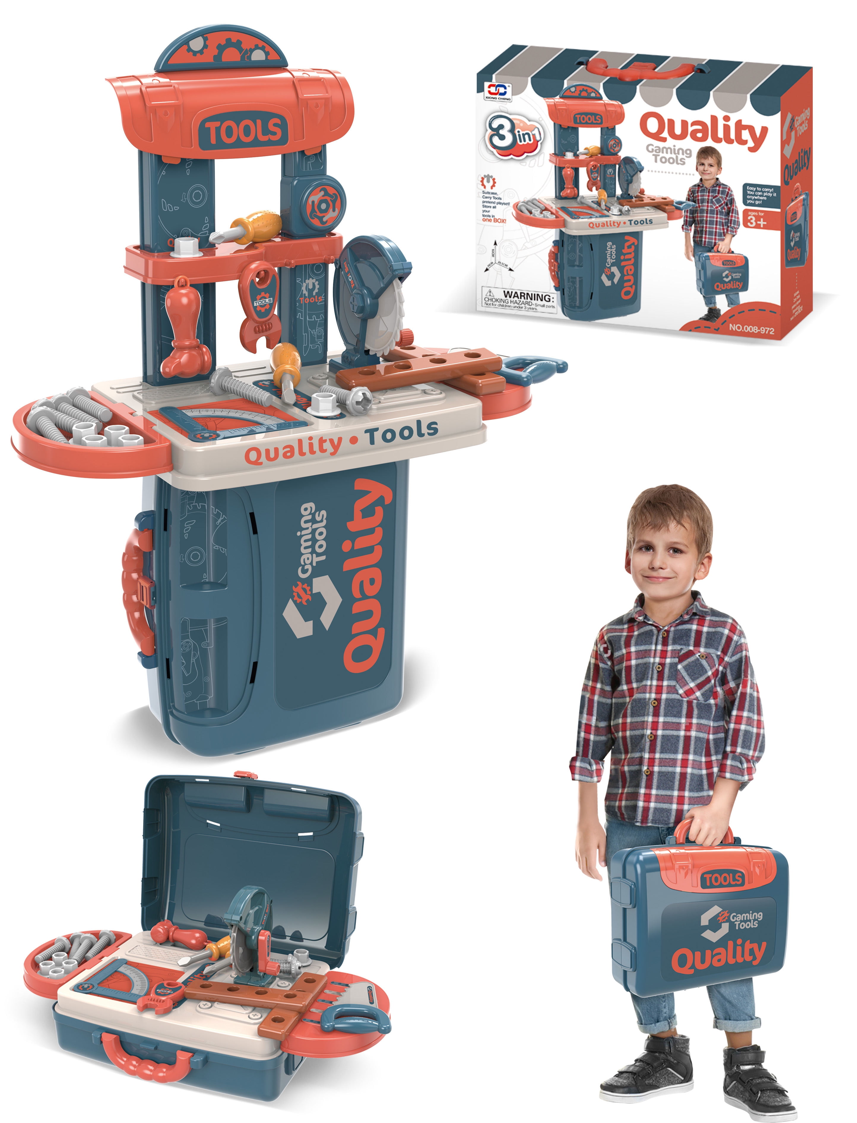 Toolbox Pretend Play, Tool Play Set for kids, Ideal for Construction Workshop Bench Educational
