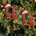thumbnail image 3 of Buffalo Plaid Monogram Christmas Ornament, Flat Acrylic Personalized Initial Christmas Tree Ornament with Santa Hat, Xmas Stocking Tag, Farmhouse Rustic Monogram Decoration - Letter Q, 3 of 5