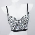 thumbnail image 1 of Women‘s Bra Handmade Rhinestone Shining  Push up Bustier Club Party Bra Cropped Top Vest(WHite）, 1 of 8