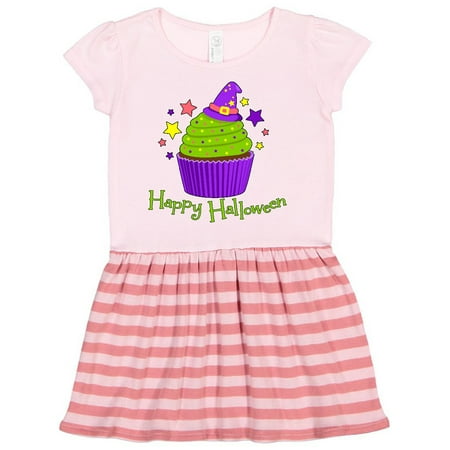 

Inktastic Happy Halloween- cute witch hat cupcake Gift Toddler Girl Dress