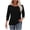 Black, variant on EDHITNR Womens Tops Button Puff Sleeve Round Neck 3/4 Sleeve Solid Casual Basic Loose Flowy Lightweight Soft Summer Fall Spring Tshirt Blouse Gray S