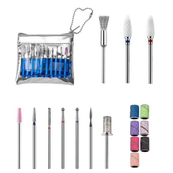 10pcs Nail Drill Bits Set Sanding Bands Electric Nail File and Acrylic Gel Bit Kit for Manicure Pedicure