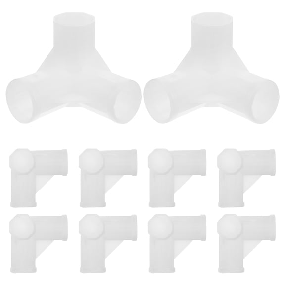 OUNONA 10Pcs Heavy Duty 3 Way Rod Coupling for Closet Rod Tee Joint Multi Purpose White Plastic