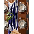 thumbnail image 2 of Blue Black Grey Moire Short Table Runners 36 Inches, Cotton Linen Fabric Table Runner Dresser Scarf, Abstract Modern Geometric Lines Tablerunner for Party/Kitchen/Dinner/Wedding Decor 13''x36'', 2 of 9