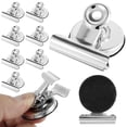 thumbnail image 1 of 10 Pcs Aimant de Réfrigérateur avec Coussin Résistant aux Rayures Clips Magnétiques Robustes pour Suspendre Photos Calendrier Clips en Acier Inoxydable pour Réfrigérateur Cuisine Bureau, 1 of 8