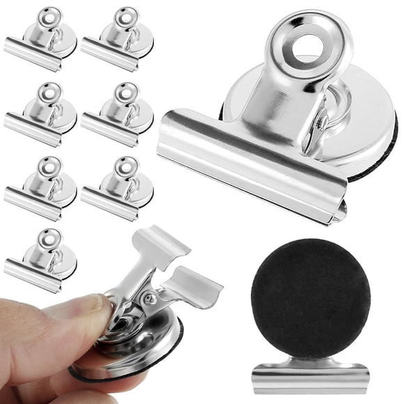 DEBGFS 10pcs Fridge Magnet w/Scratch-resistant Pad Heavy Duty Magnetic Clips for Hanging Photos Calendar Stainless Steel Refrigerator Clips for Kitchen Office