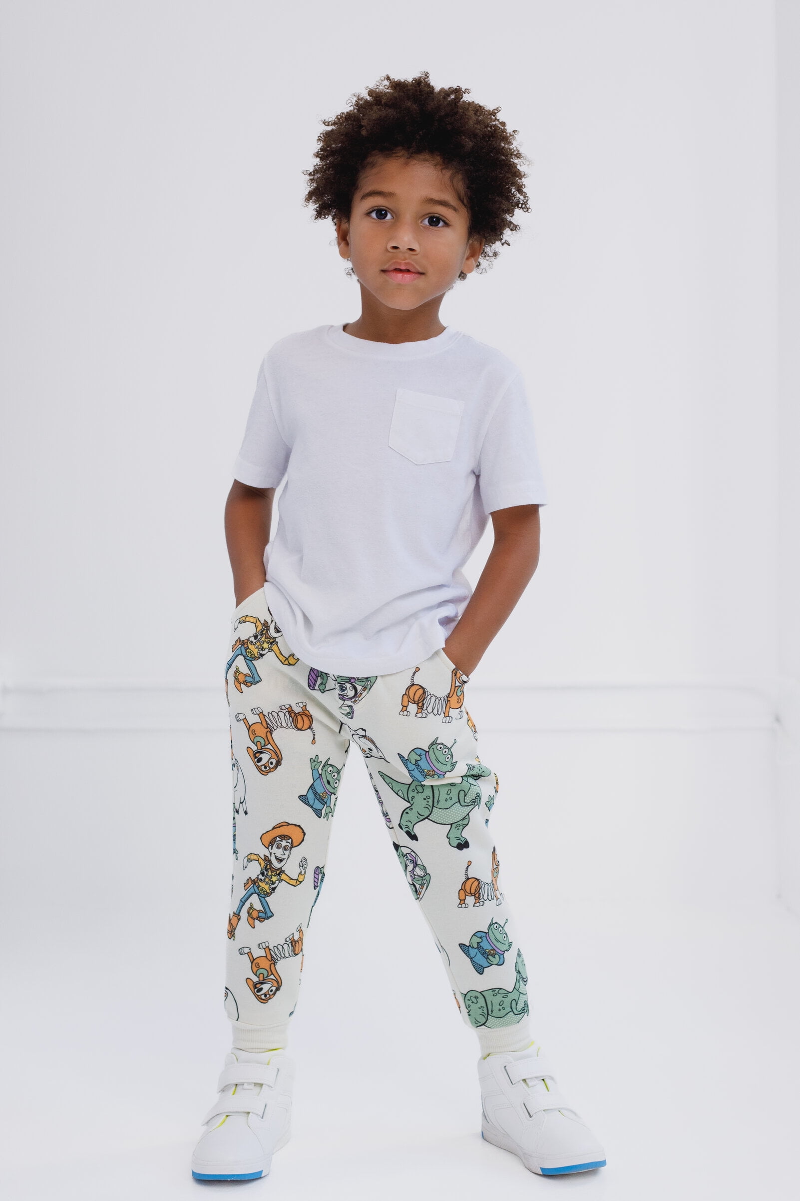 Disney Toy Story Toddler Boys' Fleece Jogger Pants 2-Pack Woody Buzz Ivory Blue