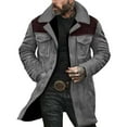 thumbnail image 3 of Afuyipoi Men's Mid-length Trench Coat, Full Zip Up Lapel Jacket Casual Fall Winter Outwear Gray 3XL, 3 of 8