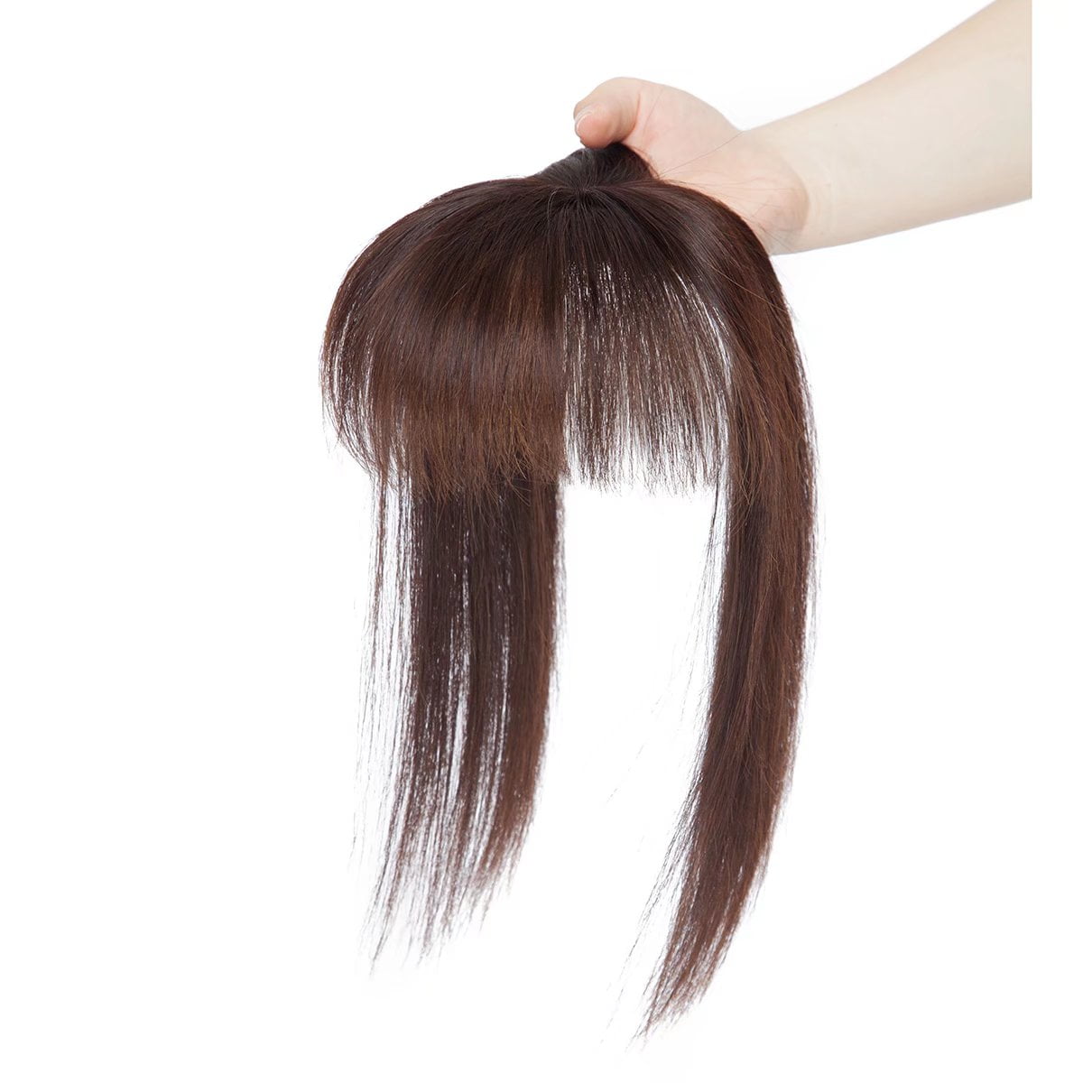 MY-LADY Silk Mono Base Clip in Topper 100% Remy Human Hair Extensions Women Toupee Hairpiece with Bangs for Thinning Hair