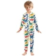 thumbnail image 3 of Dailycode Cotton Pajama Set Snug Fit Long Sleeve Top and Pants for 18M-8Y Hand Drawn Dinosaurs, 3 of 7
