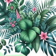 thumbnail image 6 of PIKWEEK Outdoor Picnic Camping and Indoor Kitchen Dining Party Tropical Summer Hawaiian Flower Palm Leaves Seasons Round Tablecloth White, 6 of 8