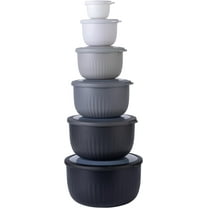 COOK WITH COLOR Meal Prep Containers Wide Mixing Bowls Food Storage Containers with Lids, Multicolor Black White Deep 12 Pcs
