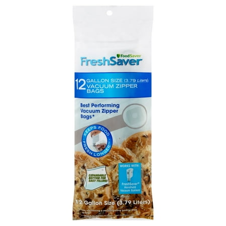 FoodSaver FreshSaver Gallon-Size Zipper Bags, 12-Count