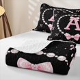 thumbnail image 4 of meiyoeat Bowknot Letter Print A Quilt Full For Girls,Girly Pink Bow Full Bedspread Sets For Kids,3-Piece, 4 of 7