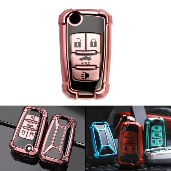 Xotic Tech Pink Full Protect Remote Smart Key Fob Cover Case Compatible with Chevrolet Camaro, Cruze, Equinox or Buick Allure, Encore, Lacrosse or GMC Terrain etc. (4-Buttons Key)