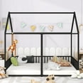 thumbnail image 3 of Euroco Metal Twin Size House Canopy Bed, 2-in-1 Beds for Kids Room, Black, 3 of 11