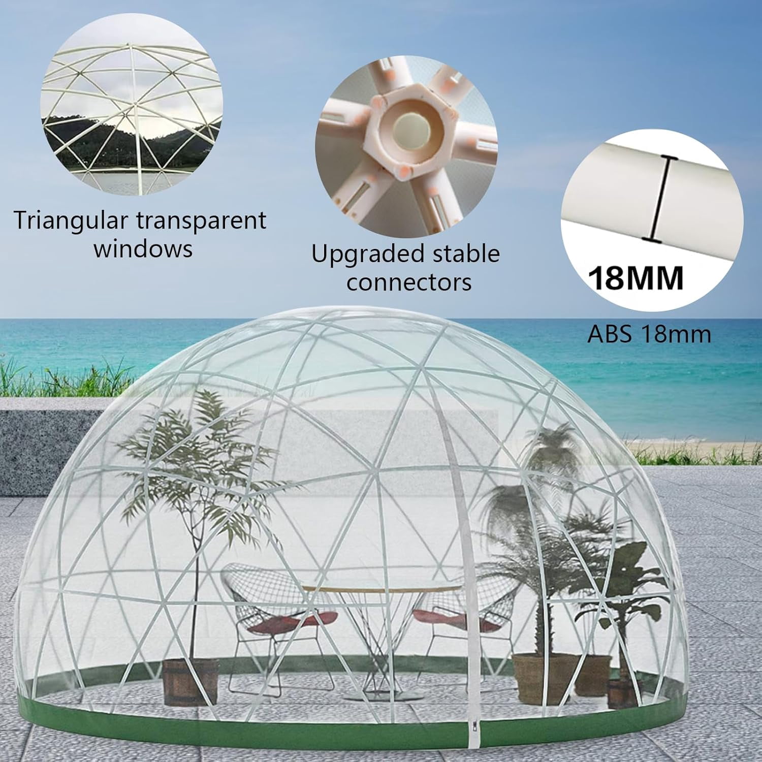 Esheno Outdoor Garden Dome Tent 9.5x5.7ft PVC Transparent Cover Weatherproof Greenhouse for Patio Party Green