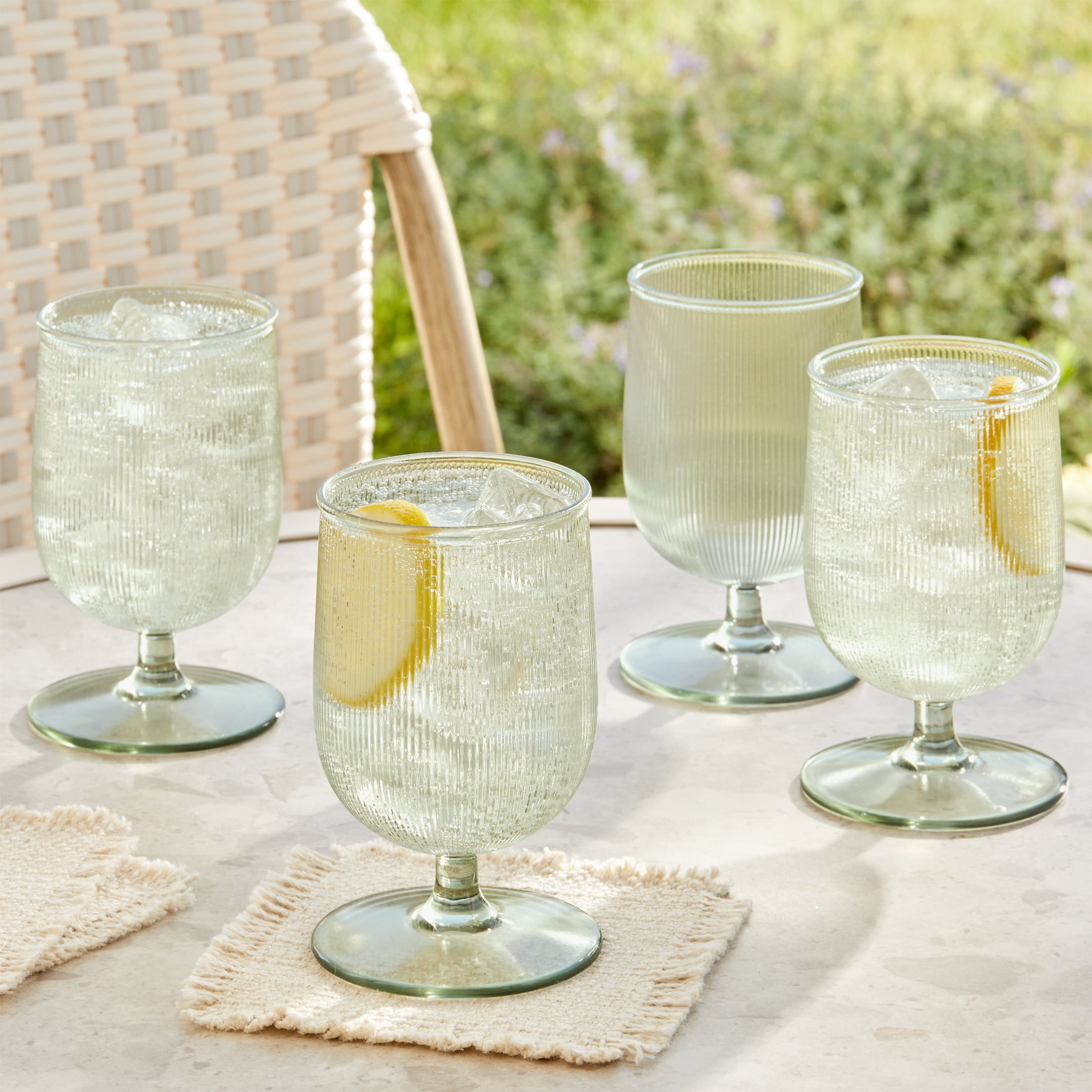 Better Homes & Gardens 4-Piece Green Ribbed Tritan Goblet Set