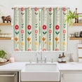 thumbnail image 2 of Green Spring Floral Kitchen Curtains Window Panels, Colorful Summer Flowers Vintage Botanical Insulated Window Treatment Curtain, Grommet Curtains for Bedroom/Living Room/Bathroom, 2 Piece 52"Wx72"L, 2 of 8