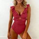 thumbnail image 1 of Trajes de baño para mujer, moda para mujer, color sólido, con cojín en el pecho y sin soporte de acero, traje de baño holgado con cordón dividido, trajes de baño para mujer, trajes de baño para mujer,, 1 of 6