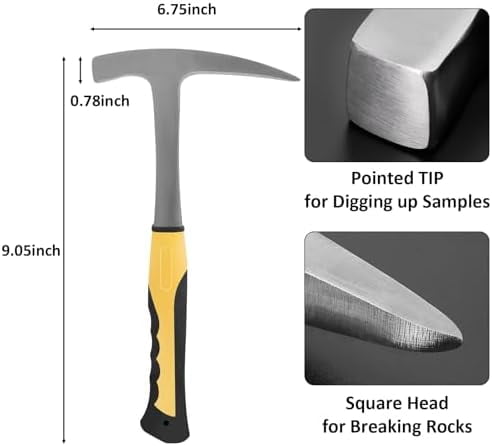 25 PCS Geology Rock Pick Equipment Kit, 28 oz. Rock Pick Hammer with 12" Mason Chisel, Safety Glasses, Whistle, Jewelers loupe, Tool Set for Hounding, Gold Mining & Prospecting, Stone Breaking$$