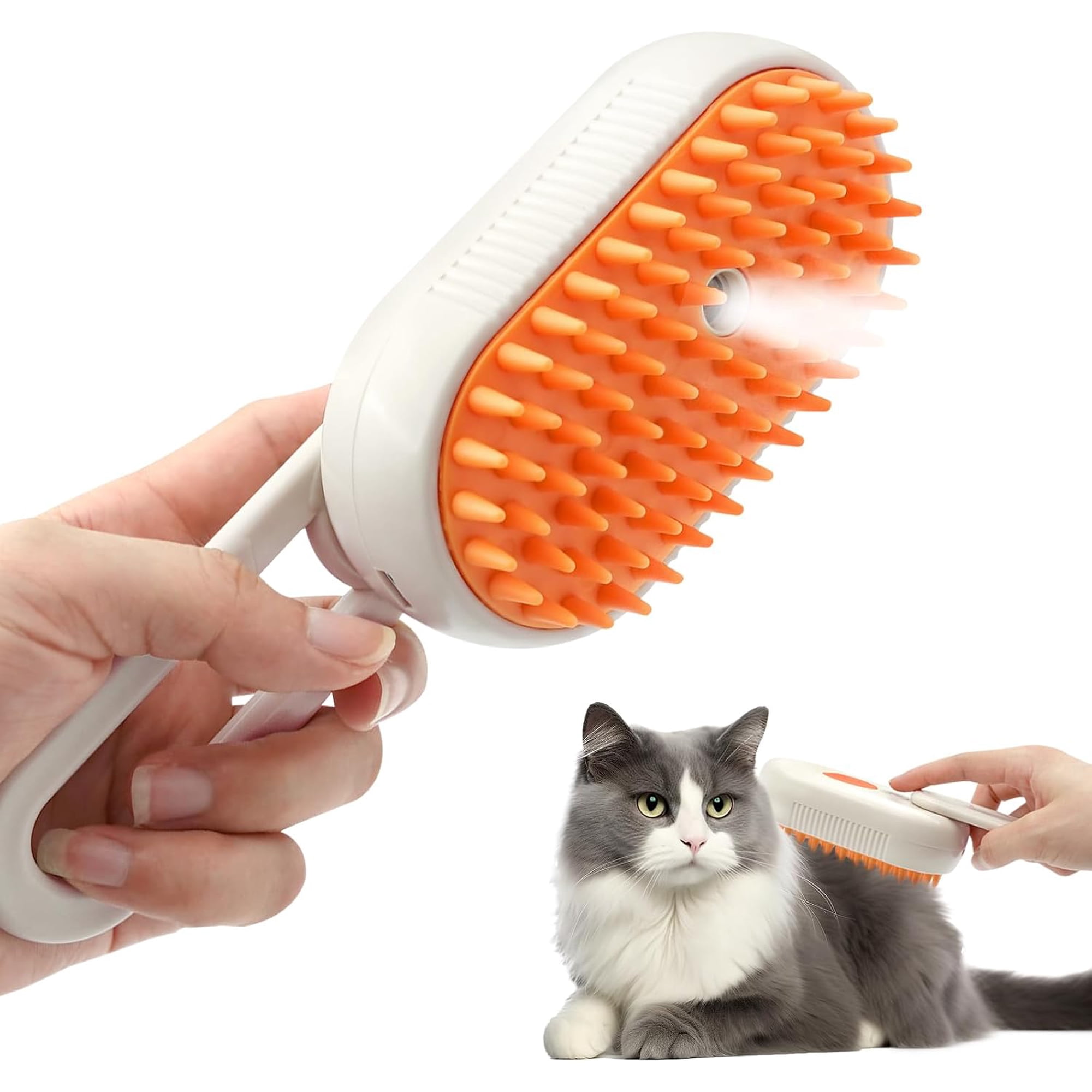 4 in 1 Rechargeable Pet Steam Brush, Portable Grooming Tool for Dogs and Cats, Removes Tangles & Loose Fur, Suitable for Short & Long-haired Pets