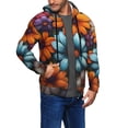 thumbnail image 2 of Kdxio Colorful Blooming Flowers Print Men Hoodies Casual Hoodies for Men with Zip Pockets Full Zip Long Sleeve Sweatshirt Sports Hooded Jacket-X-Large, 2 of 5