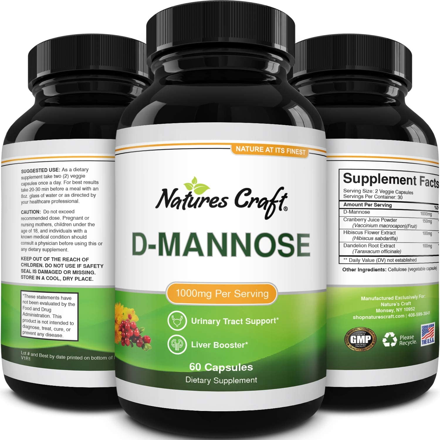 D Mannose with Cranberry Extract Capsules - D Mannose Capsules for