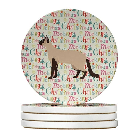 

Colorpoint Longhair #3 Cat Christmas Large Sandstone Coasters Pack of 4 4 in x 4 in