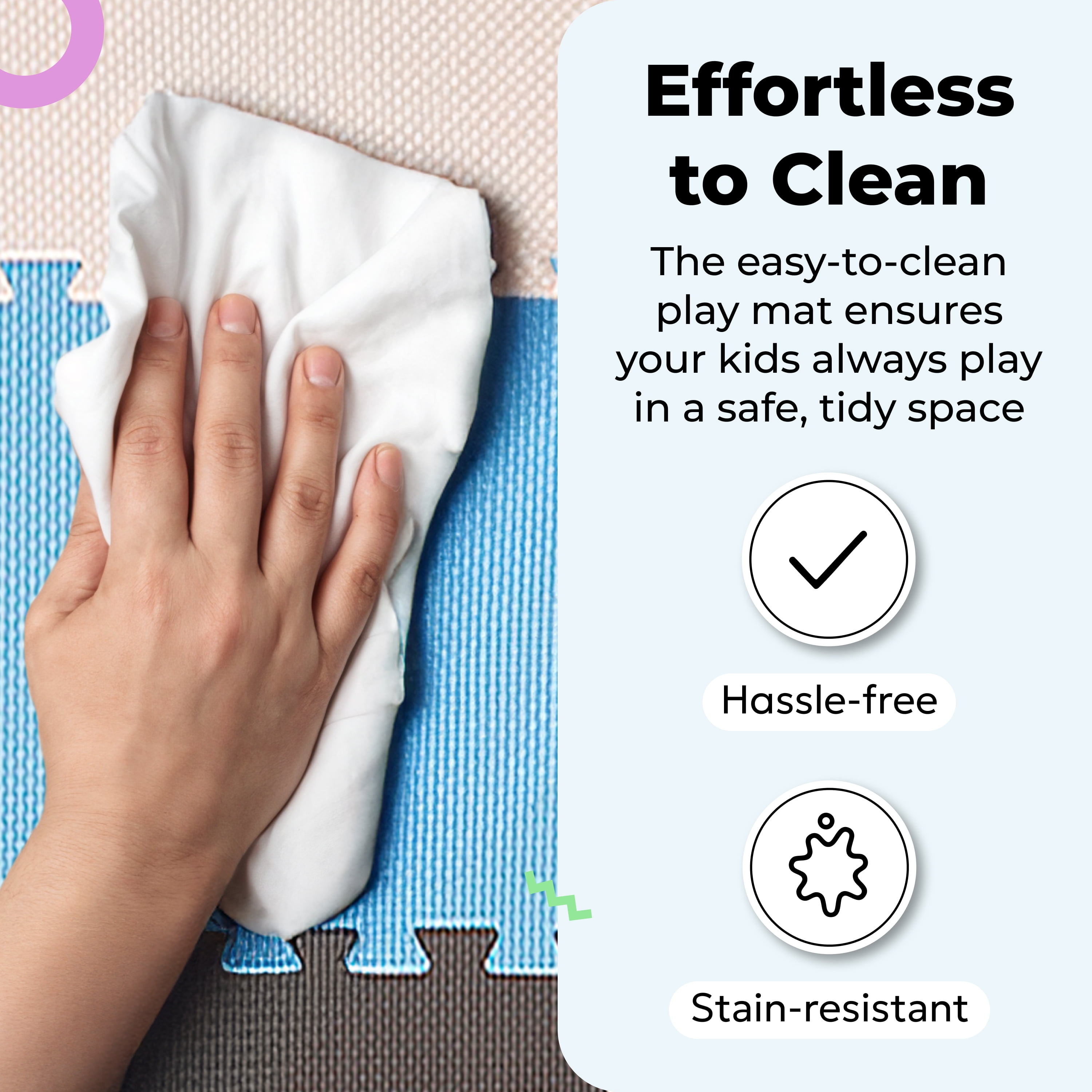 MioTetto Non-Toxic Foam Play Mat for Babies & Kids, Interlocking Puzzle Tiles, Blue-Brown-Beige, 36 Pieces – Perfect for Tummy Time, Crawling, Nursery, Playroom, or Gym