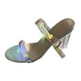 thumbnail image 2 of WQJNWEQ Shoes Women Summer Outwear Round toe High Heels Crystal Heel Colorful Fashion Sandals, 2 of 6