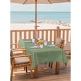 thumbnail image 2 of 54x80 Inch Outdoor Tablecloth with Umbrella Hole Zipper Rectangle Vintage Forest Green Rectangular Tablecloths Waterproof Farmhouse Retro Solid Color Linen Texture Patio Table Cover for Picnic, 2 of 8