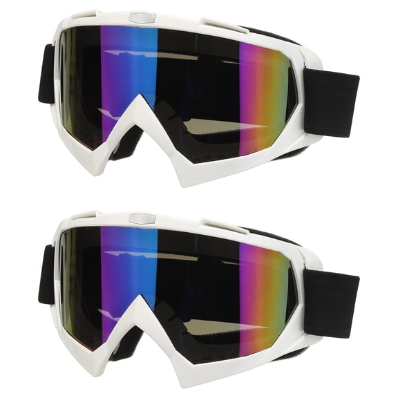 Uxcell OTG Ski Goggles, Over Glasses Snowboard Goggles Anti Fog Protection with Colored Lenses 2Pcs & White - Fitting For(Youth/Adult Men/Women Ski/Cycle/Mountaineering)