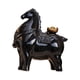 thumbnail image 2 of Figura de caballo, escultura de cerámica, decorativa, de lujo, para escritorio. Lingote de oro y negro, 2 of 9