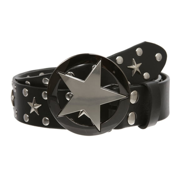 Texas Star Cowhide Leather Studded Belt, Removable Buckle