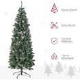 thumbnail image 3 of HOMCOM 6ft Tall Pencil Artificial Christmas Tree, Xmas Tree with 618 Snow Dipped Branches, Auto Open, Steel Base, Green, 3 of 8