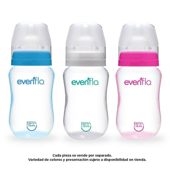 Biberón Evenflo Entintado Cuello Ancho Flujo Medio 9 oz Varios Colores 1 Pieza