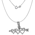 thumbnail image 3 of Tiny 1/2 inch Sterling Silver Arrow thru 3-Hearts Necklace for Women Diamond-Cut Oxidized finish 20 inch BX_15, 3 of 4