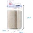 thumbnail image 4 of Barril de almacenamiento de arroz, contenedor de cereal hermético de 2 kg de cereal de plástico Bin de almacenamiento transparente con tapa de taza de medición para nueces de, 4 of 4