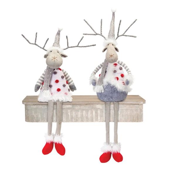 Melrose International 81074DS 25 in. Polyester Deer, Gray - Set of 2