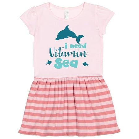

Inktastic I Need Vitamin Sea Dolphin Fishes - Blue Gift Toddler Girl Dress