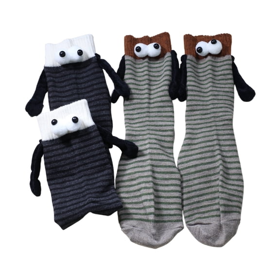 WDGROW Black Cotton Women's Casual Above-Ankle Fuzzy Socks, 2 Pack