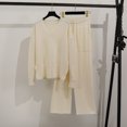 thumbnail image 2 of YUGYXL Women Loose Solid Suits V-Neck Pullover Knit Sweaters Tops Wide Leg Pants Two Piece Outfits Beige L, 2 of 6