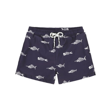 

Century Star Toddler Boys Swim Trunks Quick Dry Boys Swim Shorts with Mesh Liner Beach Boys Bathing Suit Navy Blue Fishbone 5T