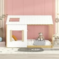 thumbnail image 2 of CLEARANCE! Twin Size House Bed with Roof and Window - White+Natural, 2 of 9