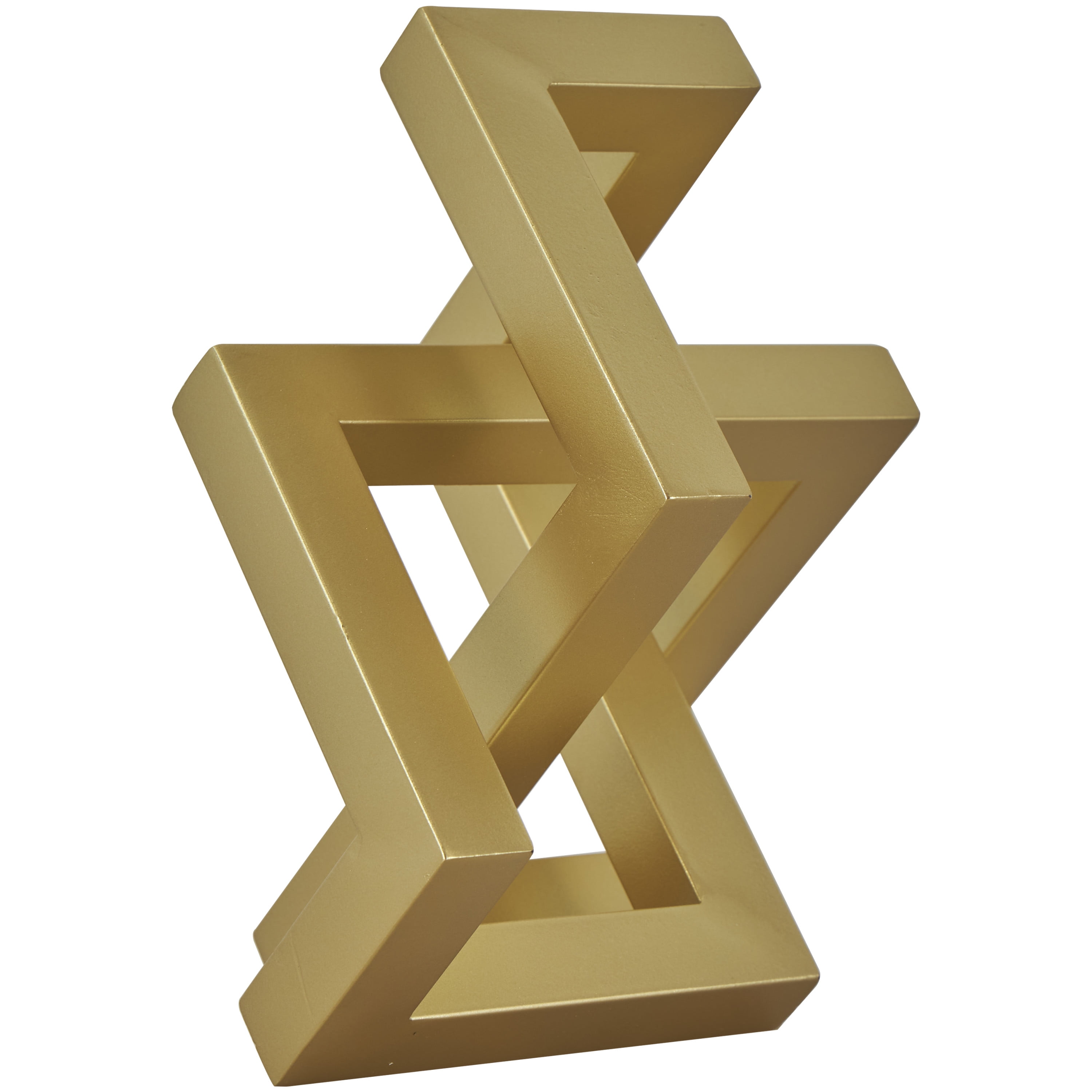 12" x 7" Gold Metal Abstract Shaped Geometric Sculpture, by DecMode