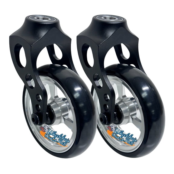 Aluminum Caster Fork Assembly With 4x1 Easy Roll Tire & Silver Rim